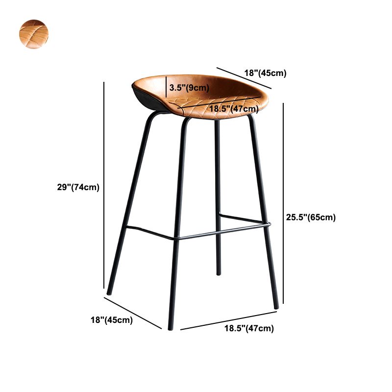 Faux Leather Armless Counter Stool Industrial Bristol Bucket Bar Chair