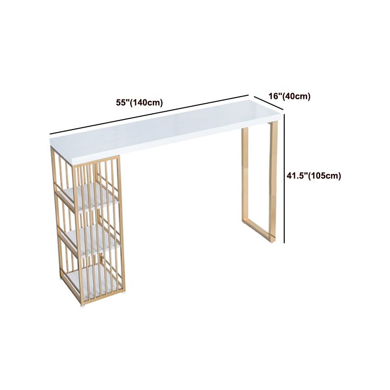 Glam 1/3 Pieces Bar Table Set Rectangle Wood Counter Table with High Stools for Cafe