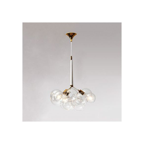 Globe Clear Glass Kronleuchter Beleuchtung zeitgenössischer 3/4/6 Lichter Schwarz/Weiß LED Hanging Deckenlampe