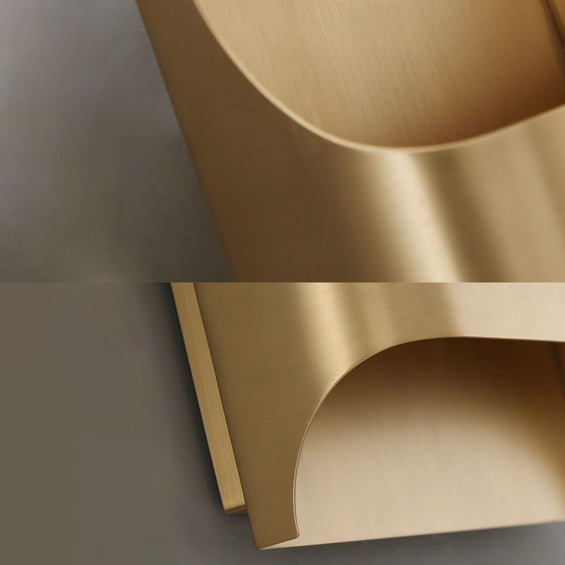 Gold Contemporary Metal Wall Lighting 1-Light Squared Sconce Light for Bedroom
