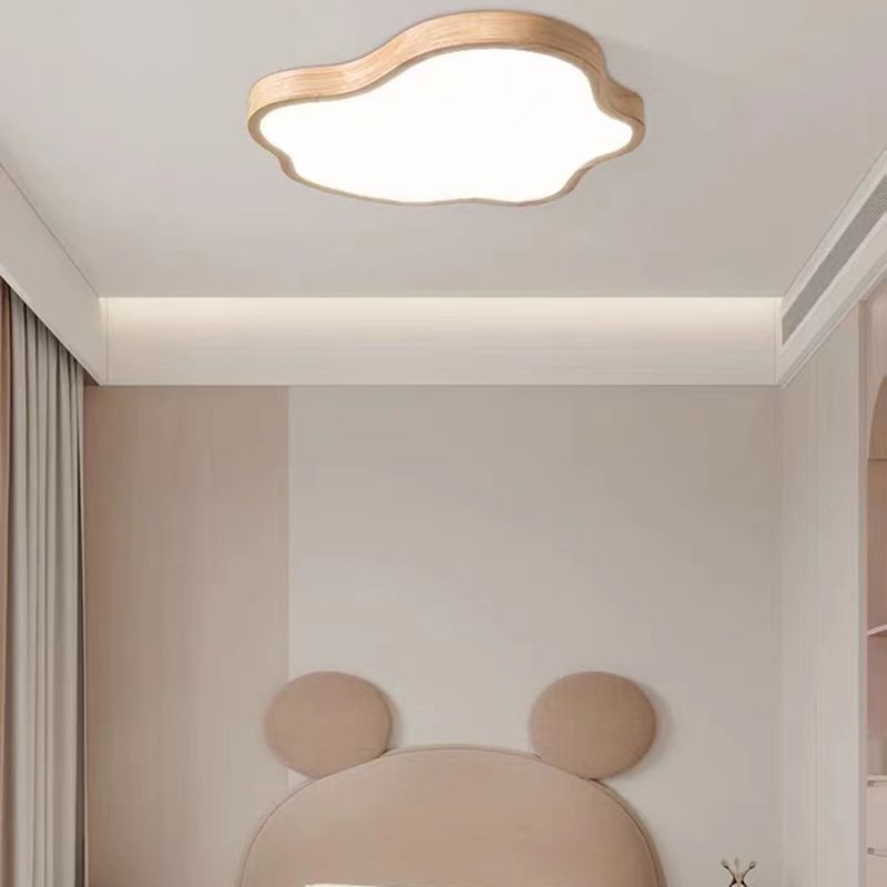 Modernism Acrylic Ceiling Light Wood Flush Mount Lighting for Bedroom