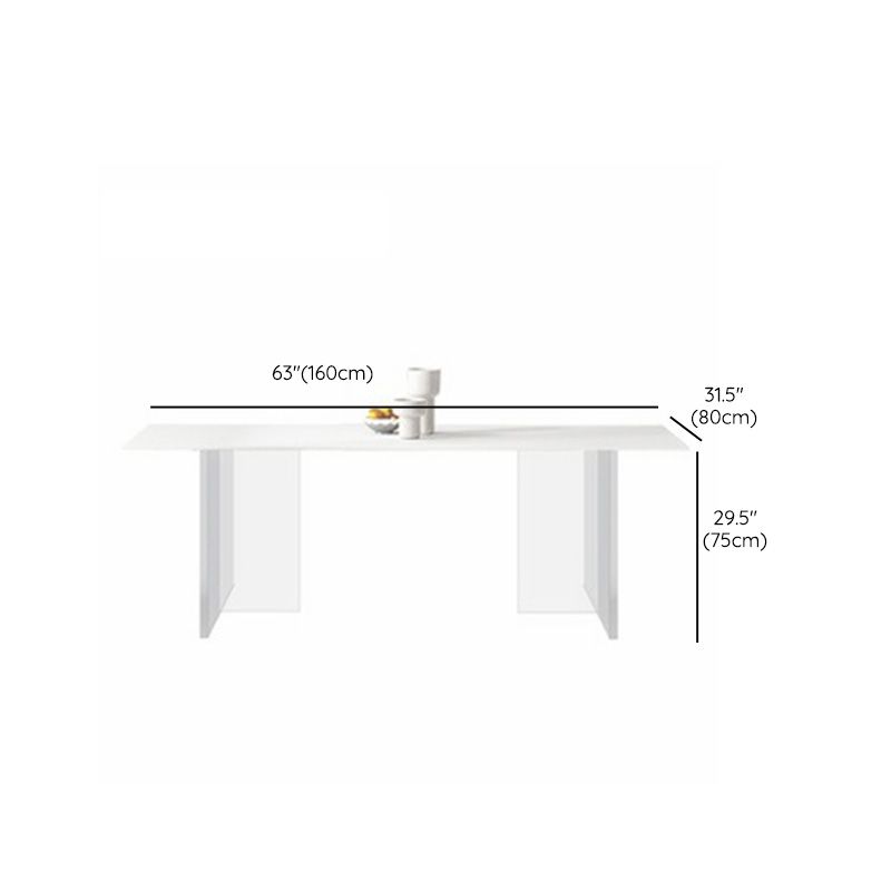 Medieval Modern Rectangle Dining Table Sintered Stone Table with Acrylic Legs for Home Use