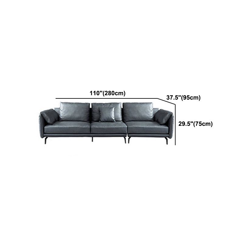Contemporary Dark Grey Sofa with Bolster Pillows for Living Room