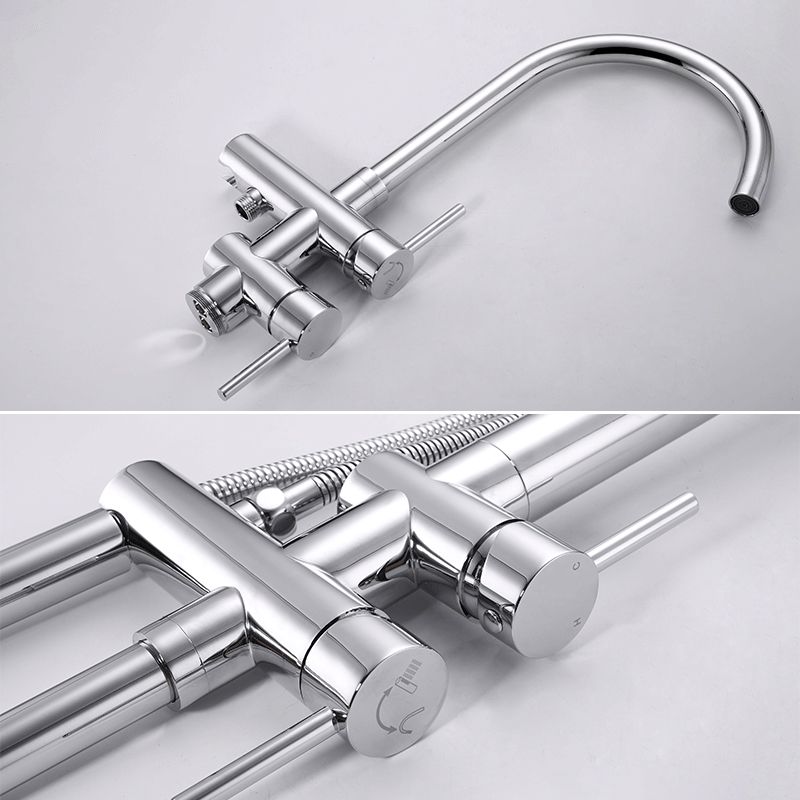 Floor Mounted Metal Freestanding Tub Filler Single Handle Freestanding Faucet