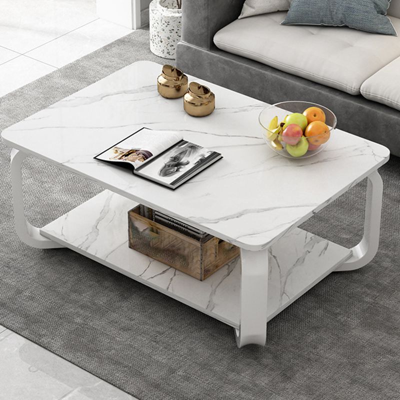 Glam Coffee Table with Cross Legs and Storage Shelf Cocktail Table