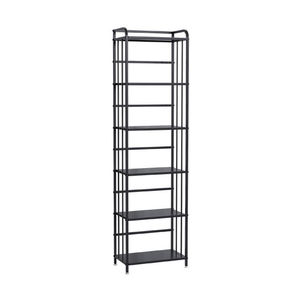 Contemporary Metal Bookshelf Black Etagere Shelf Bookcase for Study Room