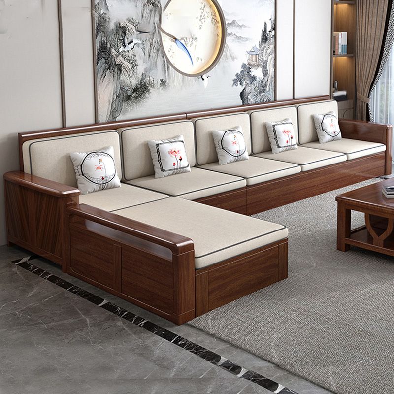 County Style Solid Wood Frame Sofa Cotton Blend Sofa and Chaise