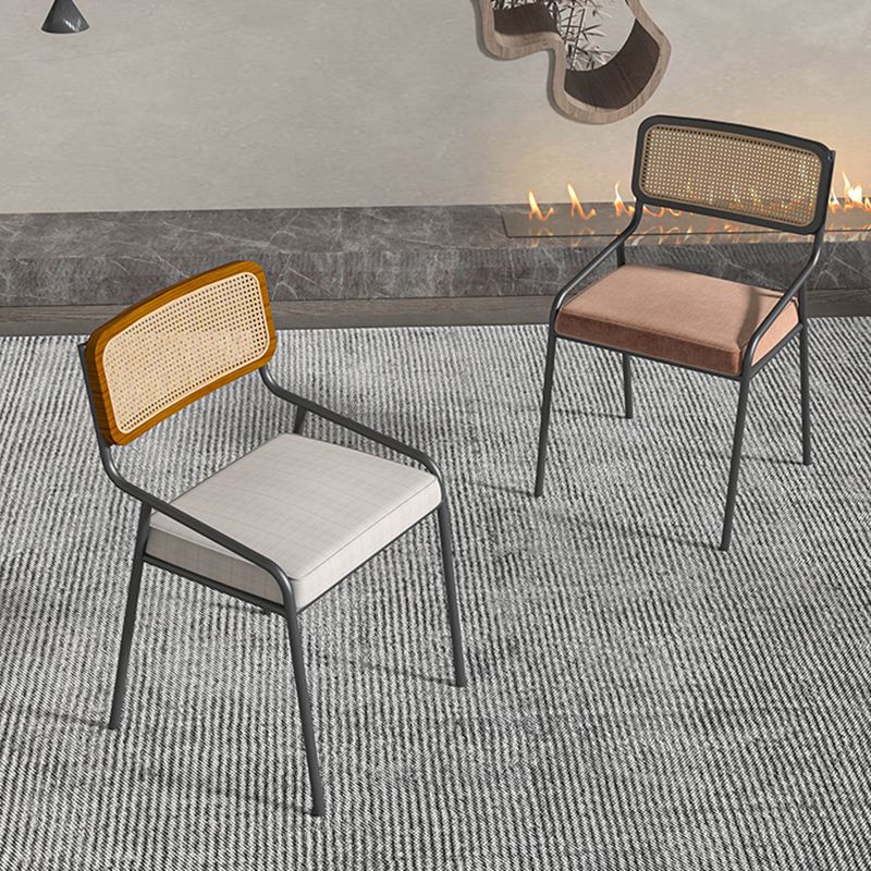 Industrial Style Linen Fabric Dining Chairs Open Back Dining Side Chairs