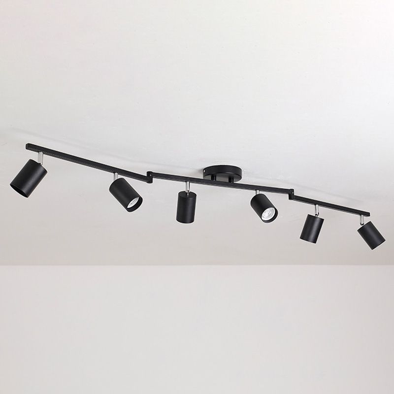 Nordic Cylindrical Metal Track Spotlights Semi Flush Ceiling Track Lighting for Foyer and Cloakroom