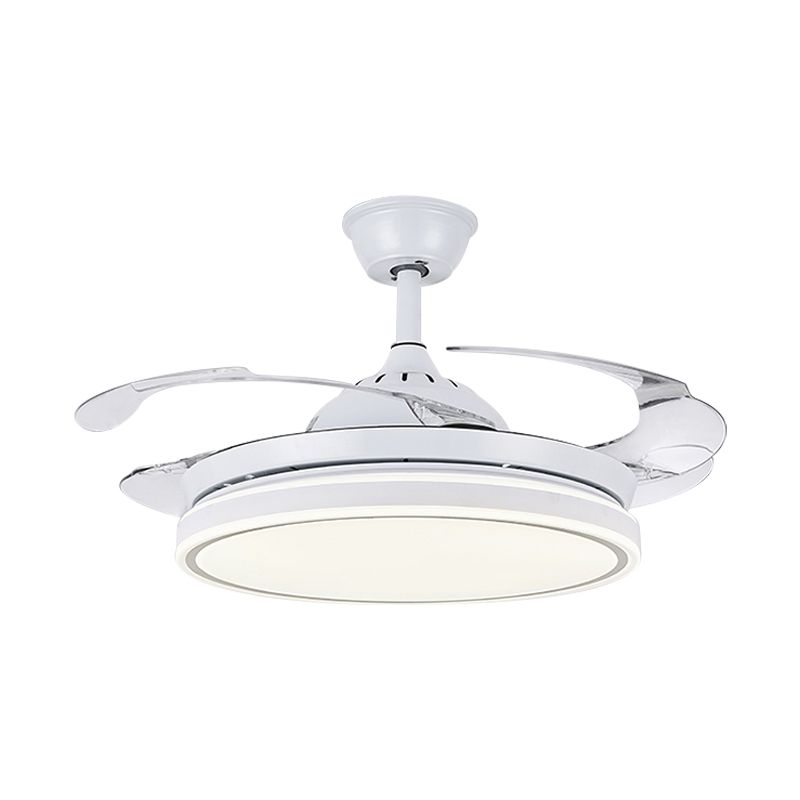 Plafond noir / blanc acrylique lampe à fans rond LED Éclairage semi-monte antique avec 3 lames, 42 "de large