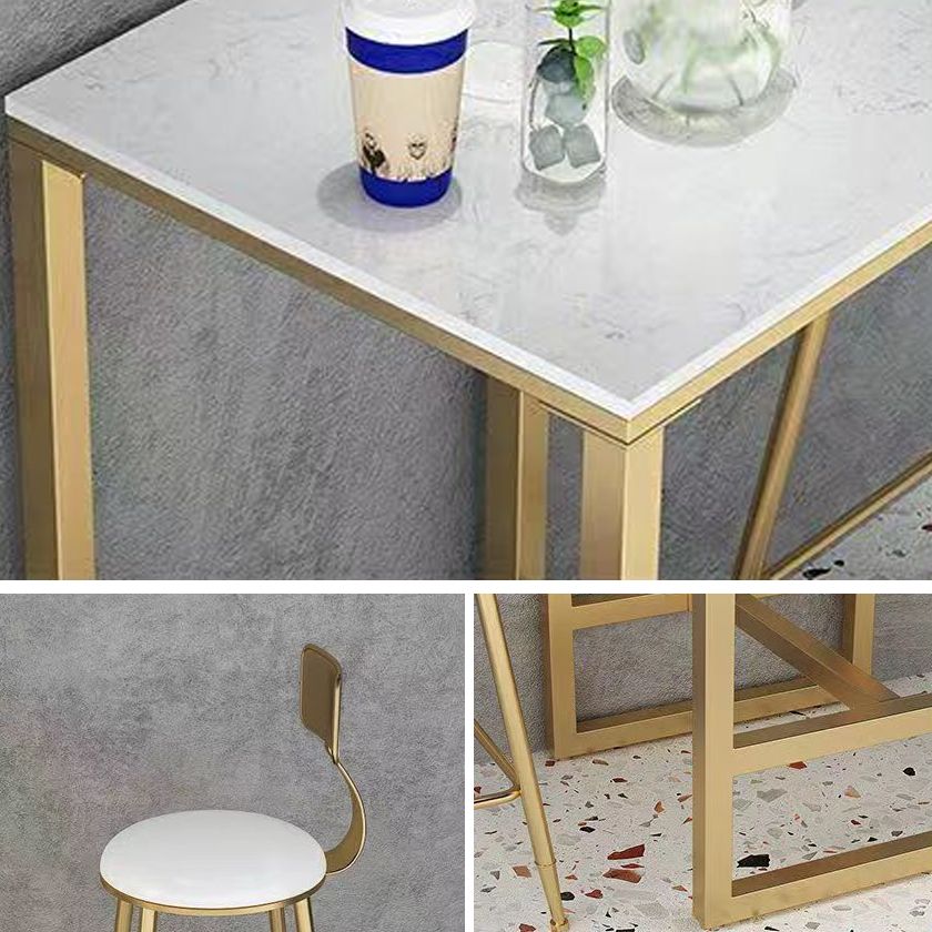 Glam Pub Table Set 1/3/5 Pieces Faux Marble Bar Table with Stools