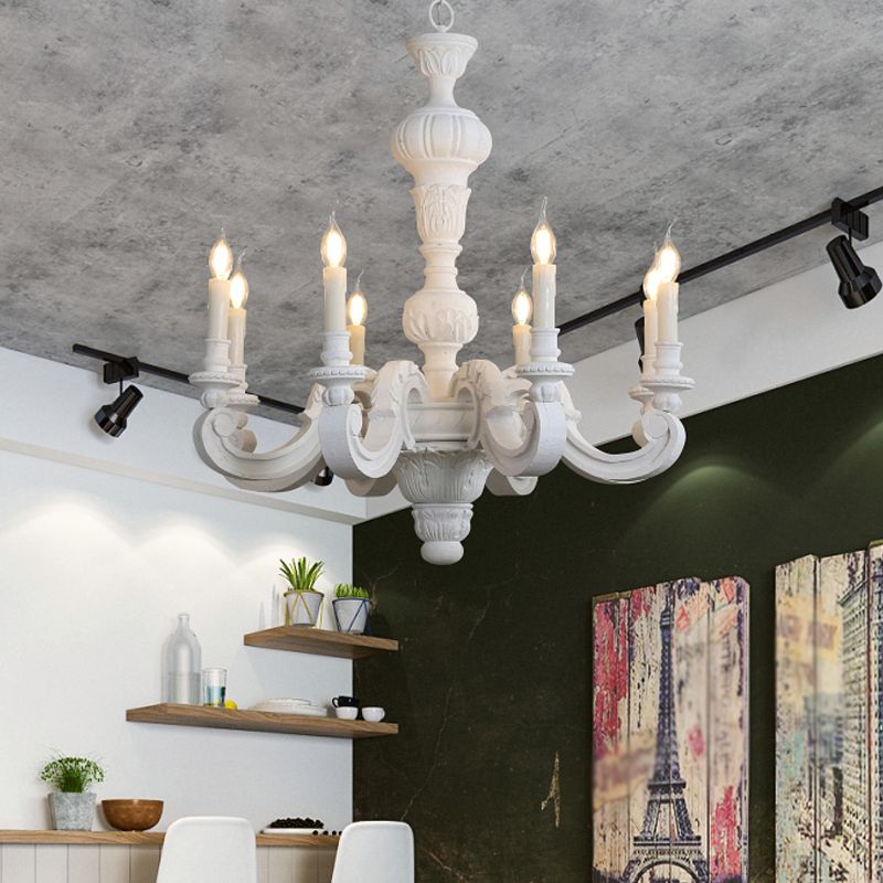 Wood Chandelier Lighting Candle Rustic Hanging Pendant for Living Room