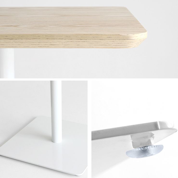 Metal Industrial Square Dining Table Solid Wood Top Indoor Table with Pedestal Base