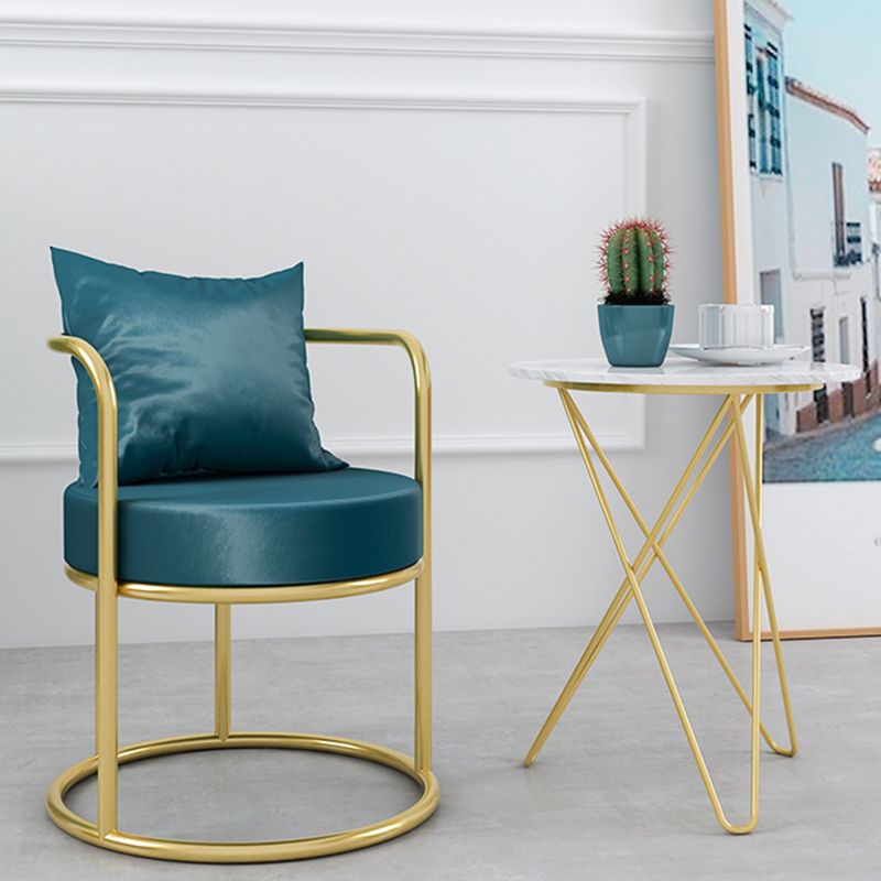 Glam Velvet Arm Dining Chairs Metal Dining Chair for Home Use