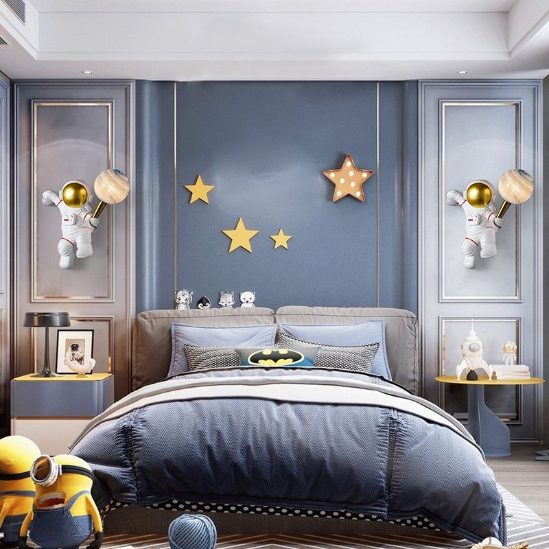 Bambini astronauta a forma di muro illuminazione da letto da camera da letto lampada da parete