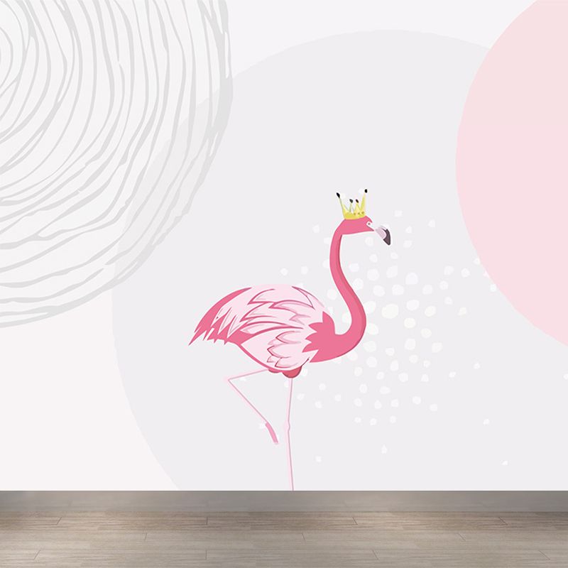 Greater Flamingo Wall Mural Contemporary Non-Woven Wall Covering in Pastel Color