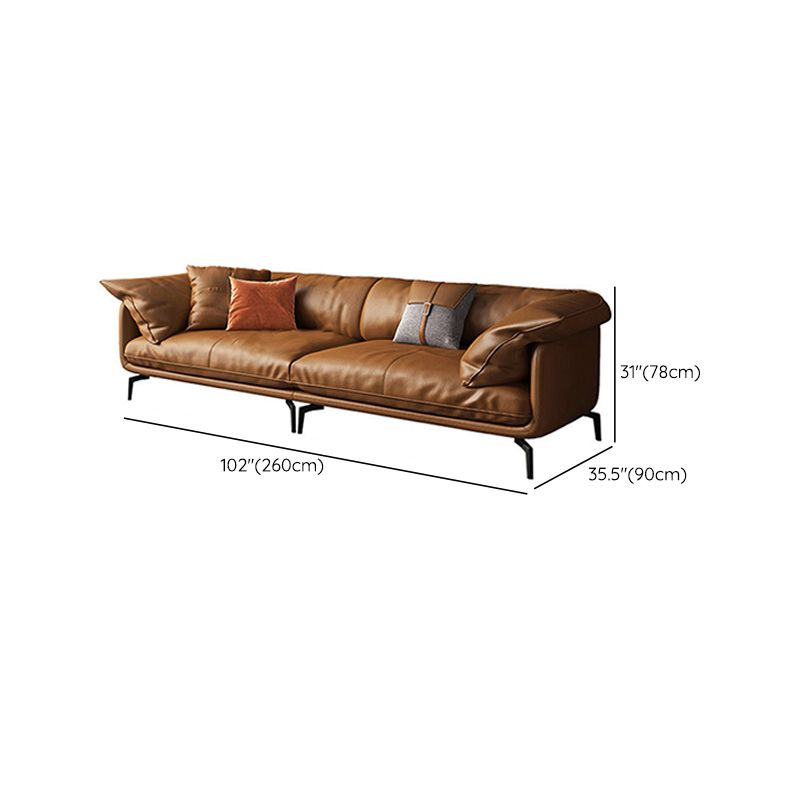 Contemporary Genuine Leather Living Room Pillow Top Arm Cushions Seating