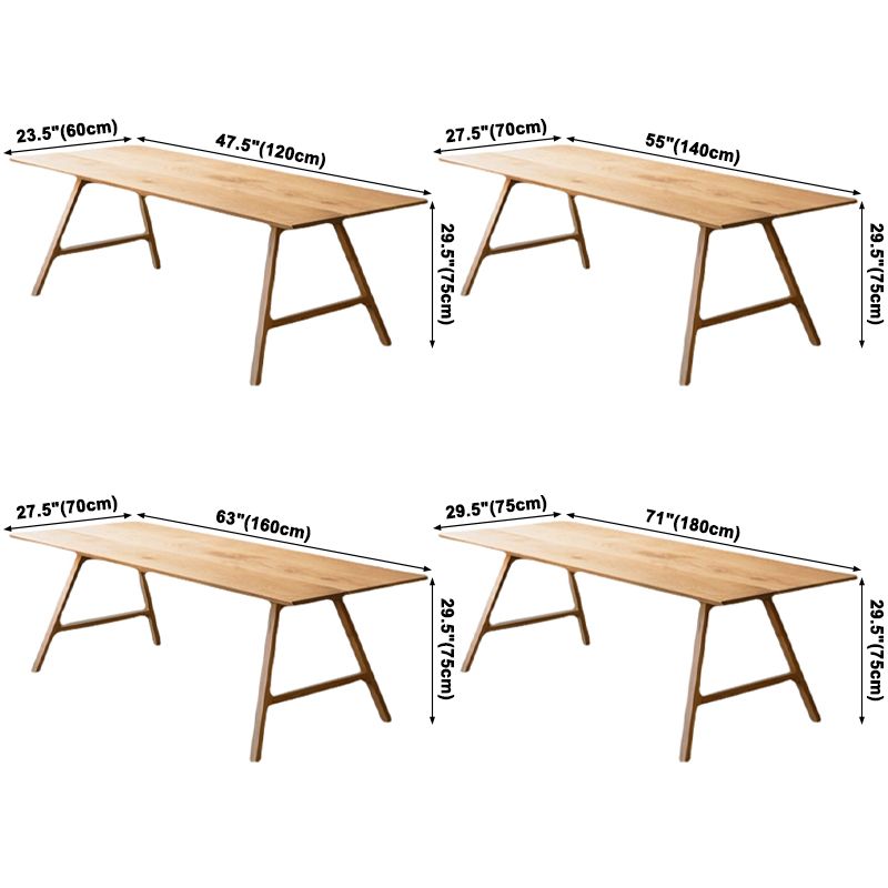 Contemporary Rectangle Dining Table Pine Solid Wood Table with Double Pedestal