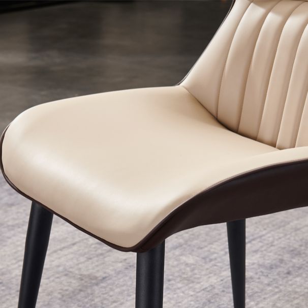 Chaise d'appoint de salle à manger moderne pour la maison, chaises de salle à manger sans accoudoirs en cuir (Ensemble de 2)