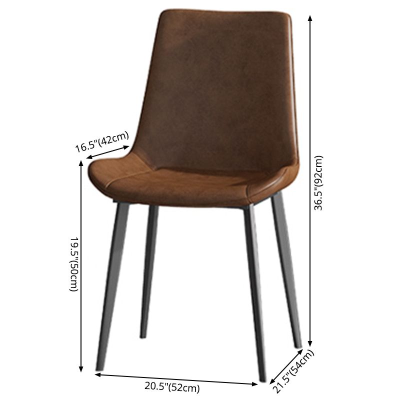 Sillas de comedor de cuero con respaldo sólido de estilo industrial para uso doméstico (juego de 2)