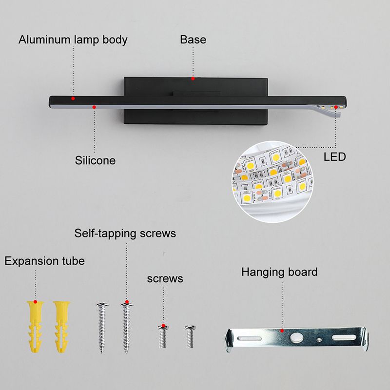 Lámpara de pared de minimalismo contemporáneo 330 ° Luz de línea LED de aluminio rotativo para dormitorio