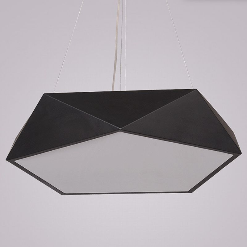 LED Pentagonal Pendant Lamp Nordic Metal Office Hanging Light with Acrylic Diffuser