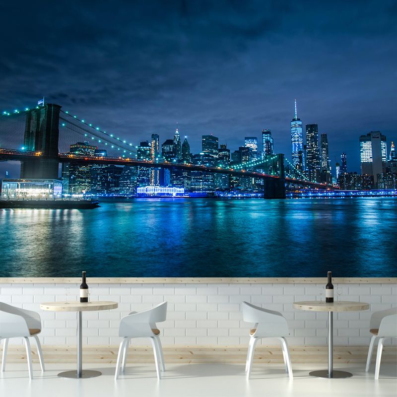 Cityscapes Mural Wallpaper Stain Resistant Wall Covering for Meeting Room Decoration