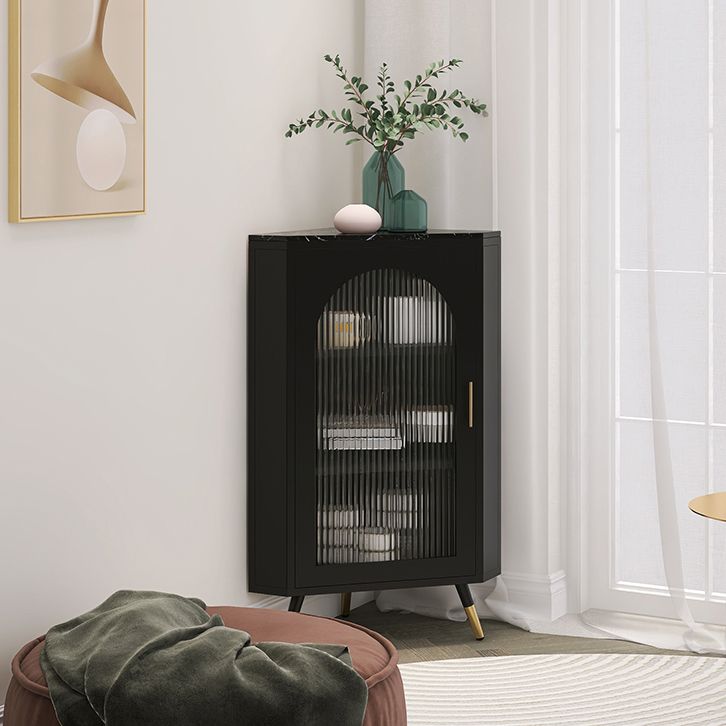 Modern Iron Stone Buffet Sideboard 40"H Dining Room Buffet Server with Glass Door