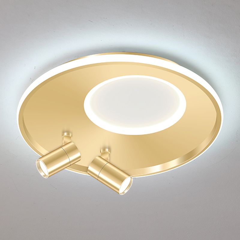 New Modern LED Flush Ceiling Lights Iron Circular Flush Mount Lamp with 2 Spotlights