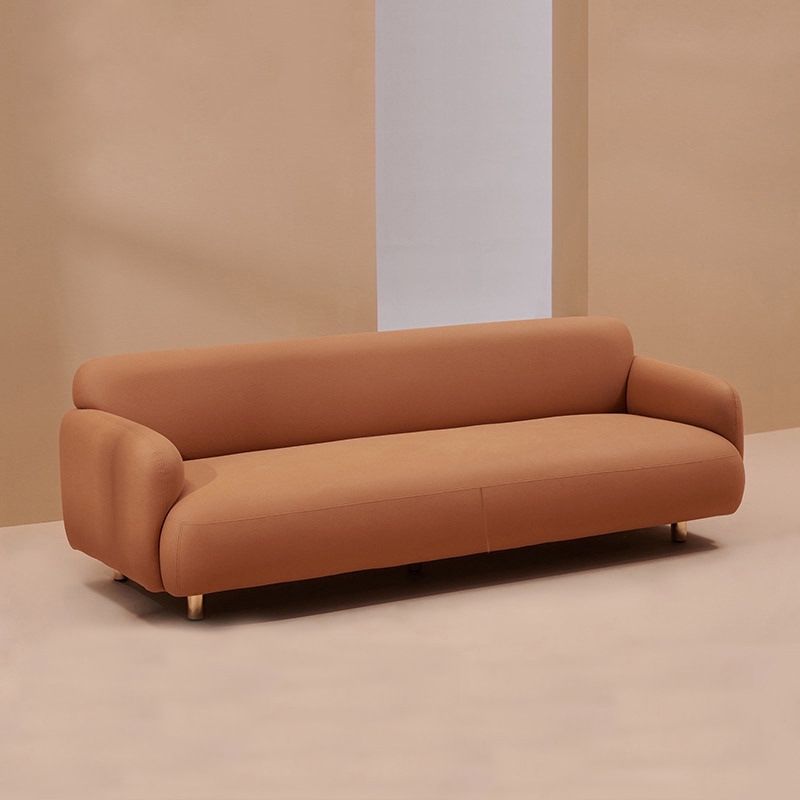 Recessed Arm Sofa Mid-century Modern 3-Seater Faux Leather Sofa