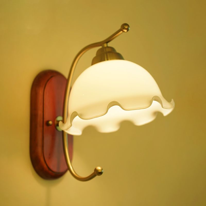 Modern Glass Wall Mounted Lamp Wooden Wall Lights for Bedroom