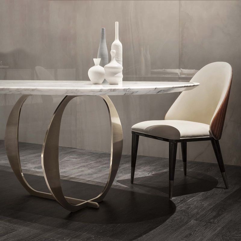 Mesa de comedor de rectángulo de lujo tradicional mesa de acero inoxidable para interiores