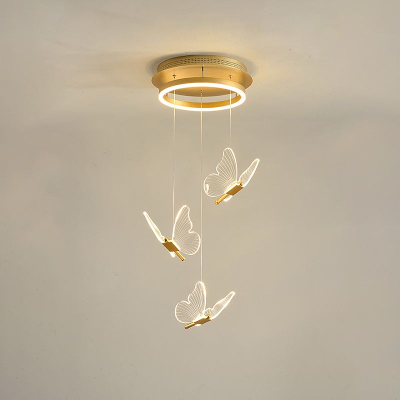 LED Butterfly Pendant Chandelier Nordic Style Butterfly Light Fixture For Loft Staircase