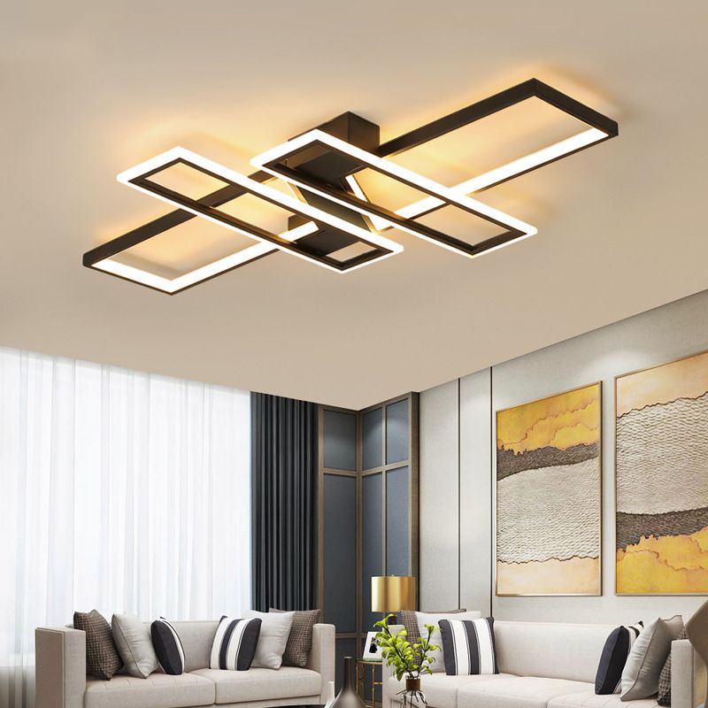 Montaje empotrado de techo de dormitorio LED de metal moderno con luz de montaje semiempotrado de bloque rectangular superpuesto