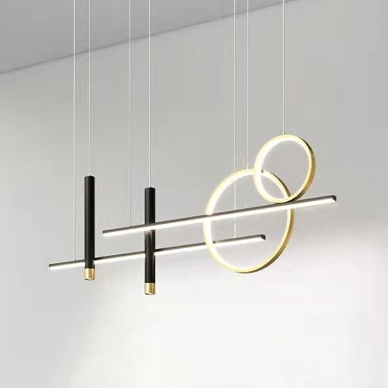 Luz de hierro forjado de isla LED lineal moderna Luz de hierro forjado con sombra de silicona