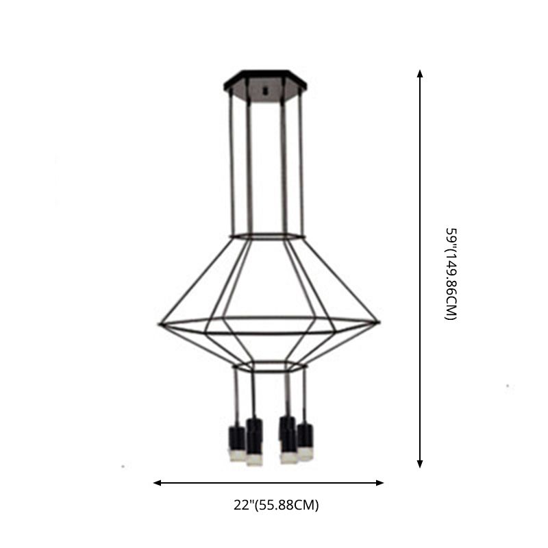 Black Metal 1 Light Pendant Light Nordic Modern Geometric Wire Cage Hanging Lamp for Restaurant