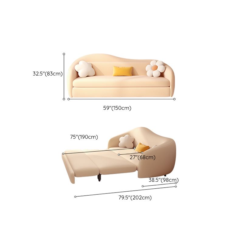 Upholstered Sleeper Sofa in Light Yellow Modernism Curved Sleeper Sofa