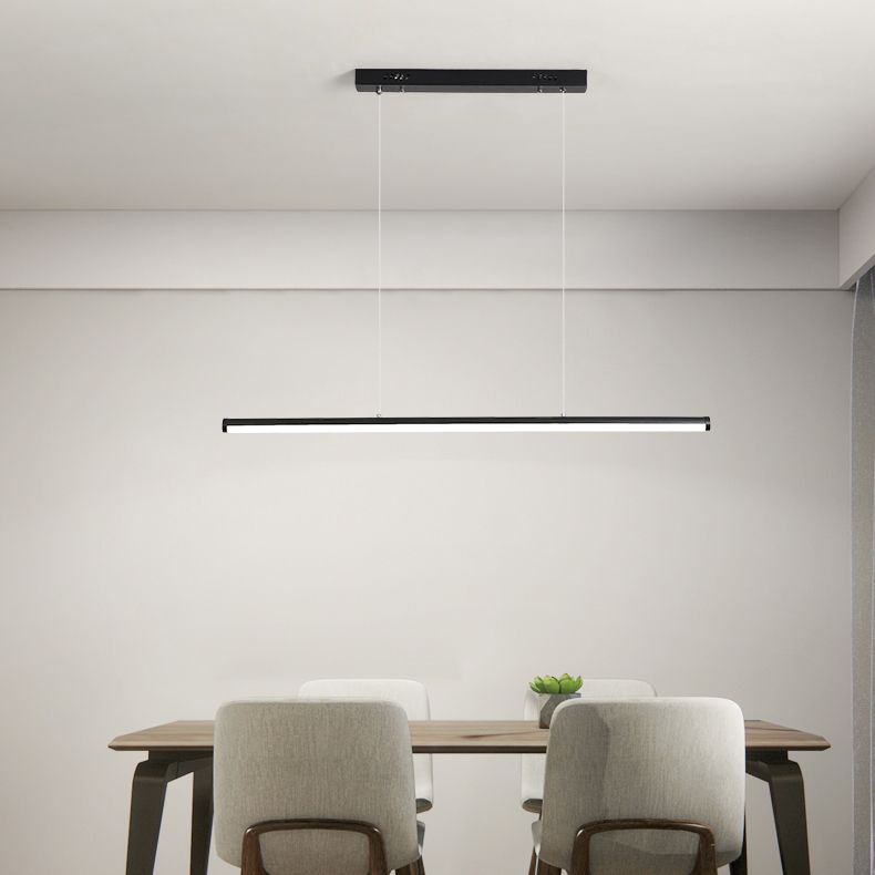 Linear Shape Island Pendant Contemporary Style Metal 1 Light Island Pendant Light in Black