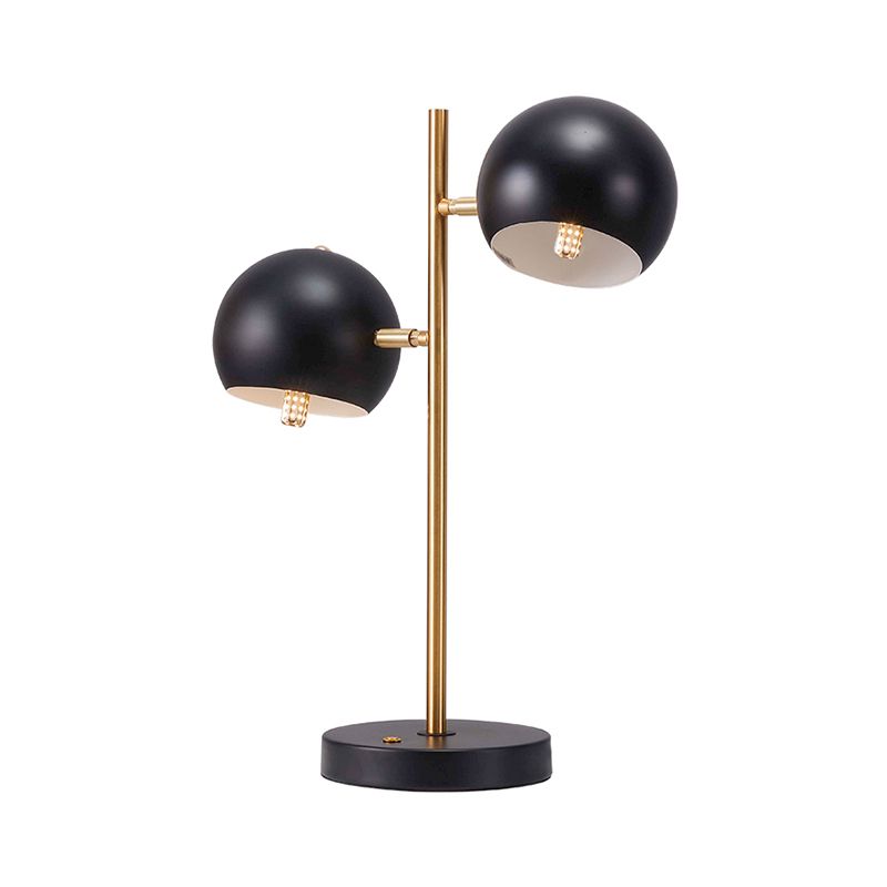 Black Spherical Table Light Modern Style 2 Heads Metal Night Lighting for Bedroom