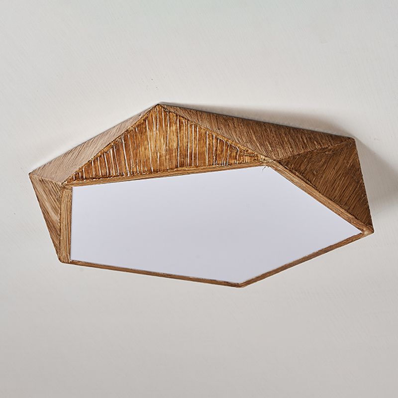 Contemporary LED Geometric Ceiling Flush in Brown Resin and Acrylic Flush Mount