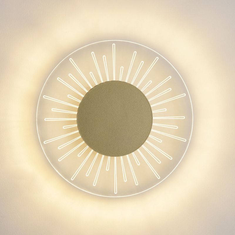 1 Light Round Wall Mounted Lamps Modern Style Metal Wall Sconces