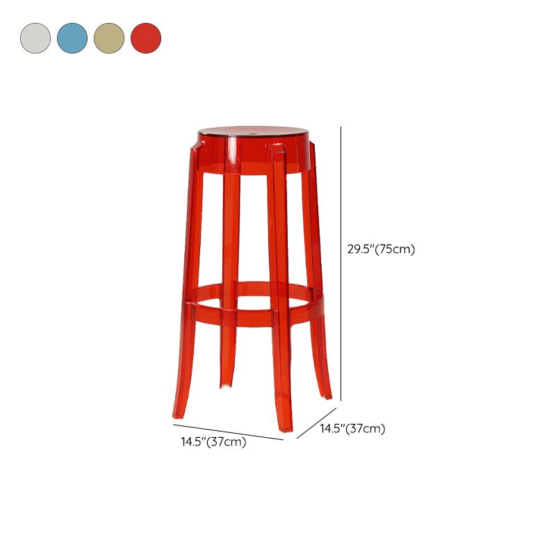 Industrial Backless Round Seat Acrylic Armless Bar Stool for Living Room