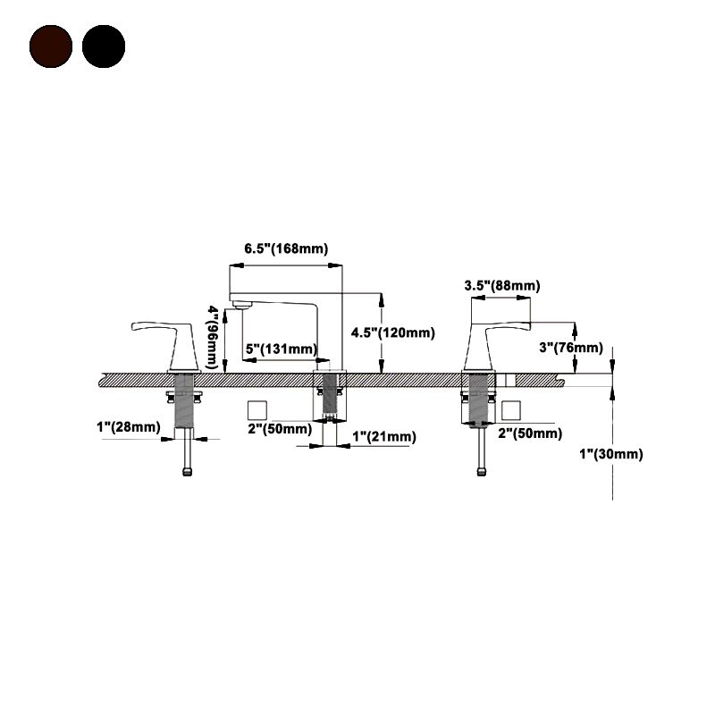 Modern 2-Handle Bathroom Sink Faucet 3 Hole Widespread Bathroom Faucet with Steel