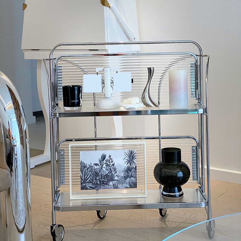 Modern Clear 23.6" End Table Rectangular Glass Side Table with Shelf