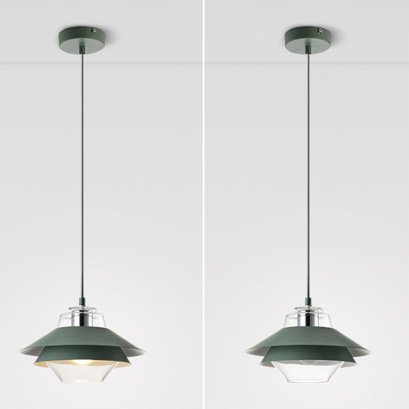 Luz de colgante de 3 tono Macaron vidrio transparente 1 comedor de bombilla accesorio de lámpara colgante