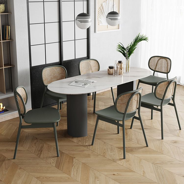 Tavolo da pranzo a doppio piedistallo ovale tavolo da dinette in stile contemporaneo