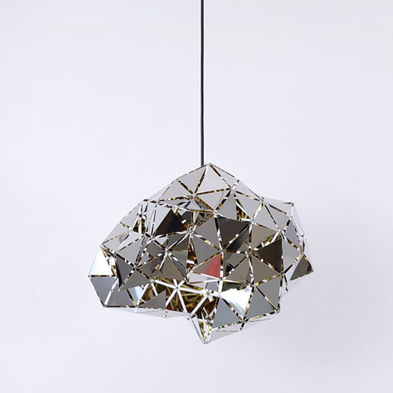 Chrome Laser-Cut Pendant Lamp Decorative Postmodern Stainless Steel Suspension Light