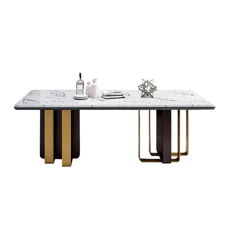 Faux Marble Dining Table Rectangle Dinner Table for Dining Room