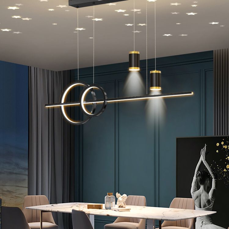 Cilindro de iluminación de la isla contemporánea Metal 5 Pendantes de la Light Island para la cocina