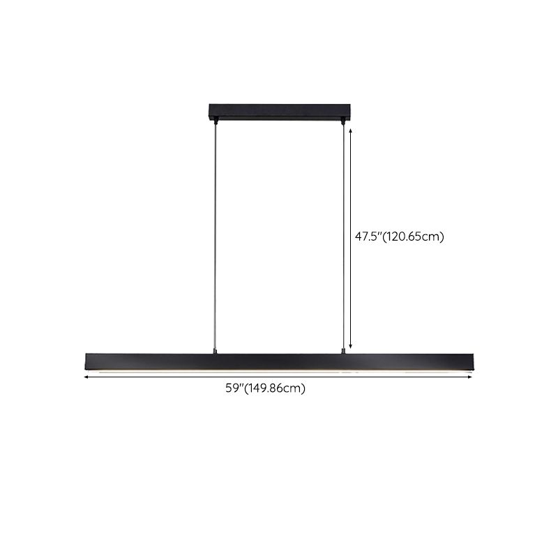 Line Shape Hanging Island Lights Modern Hanging Light Fixture in Black for Dining Room